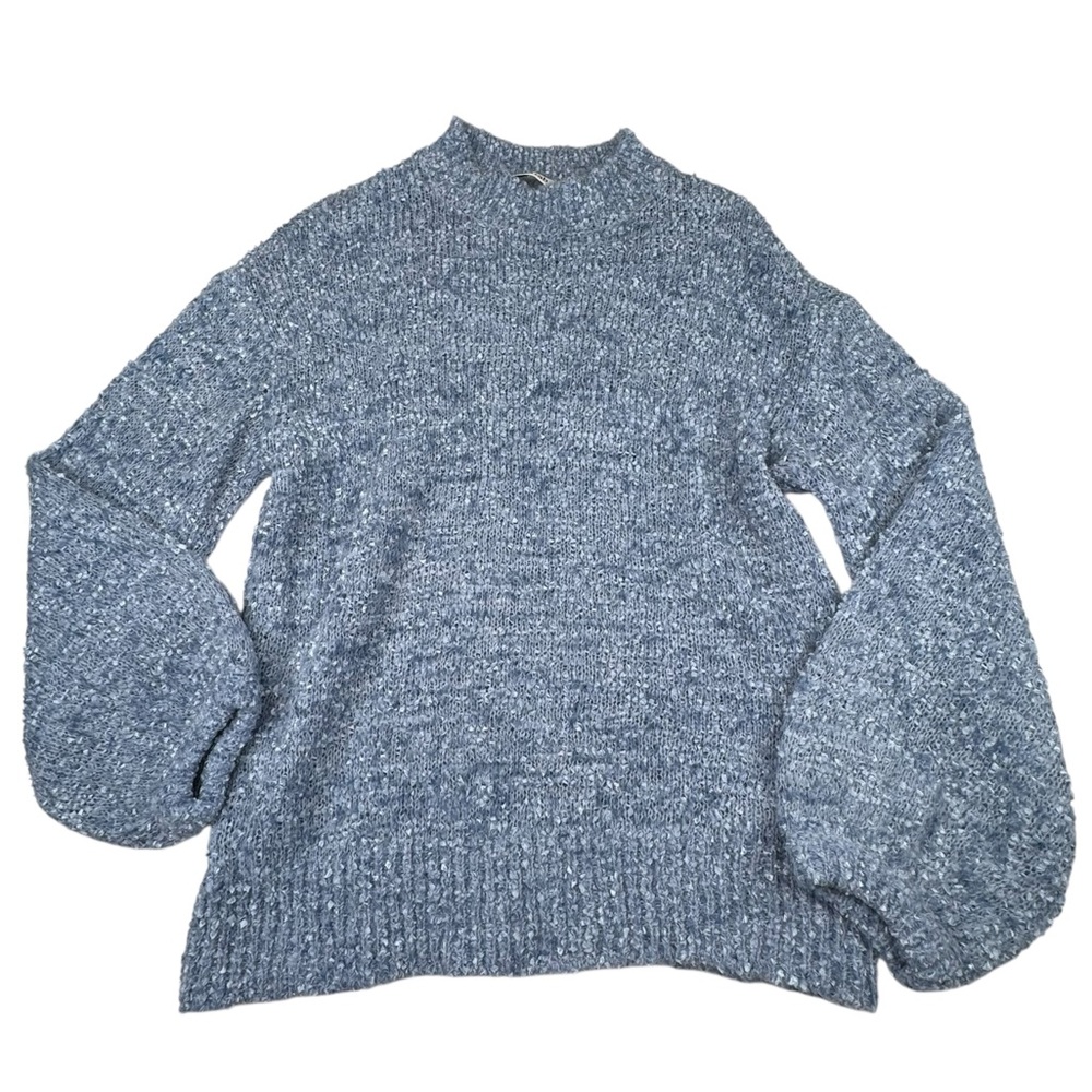 b+ab Sweater Women’s Size XS Blue Soft Balloon Sleeves Relax Fit Casual Stretch